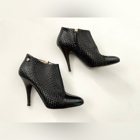 Giuseppe Zanotti Woven Leather Patent Toe Cap Stiletto booties 36 6 black - Picture 16 of 16